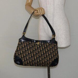 Christian Dior Trotter Canvas Shoulder Bag Navy Auth